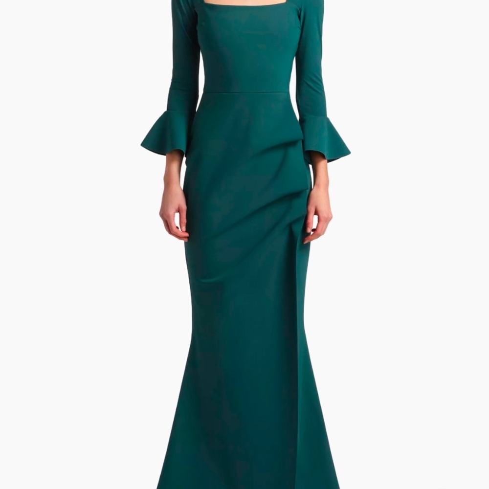 Emerald Green Long Sleeve Bell Gown